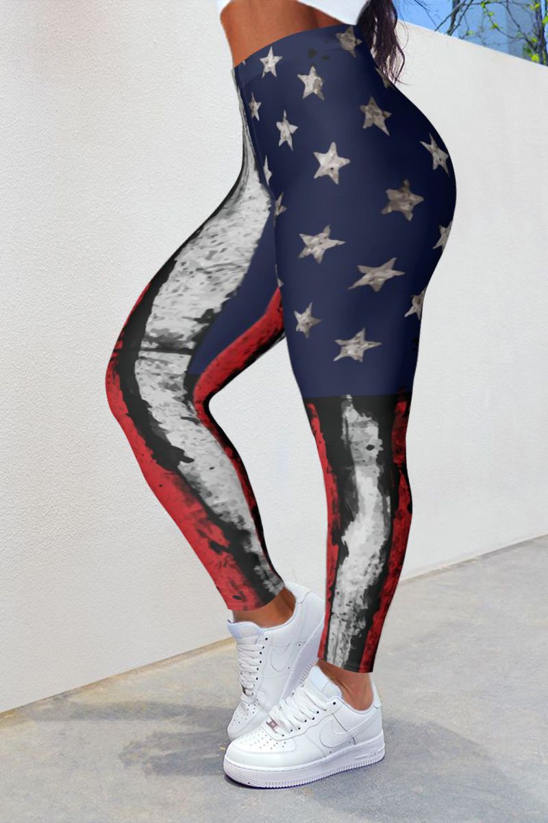 American Flag Print High Waist Sports Leggings
