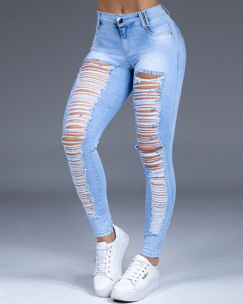 Extreme Distressed Stretch Butt Lifting Skinny Jeans