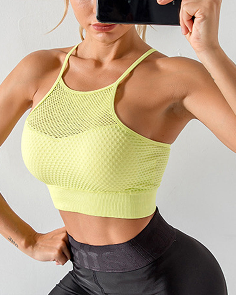 Solid Hollow Out Sports Bra