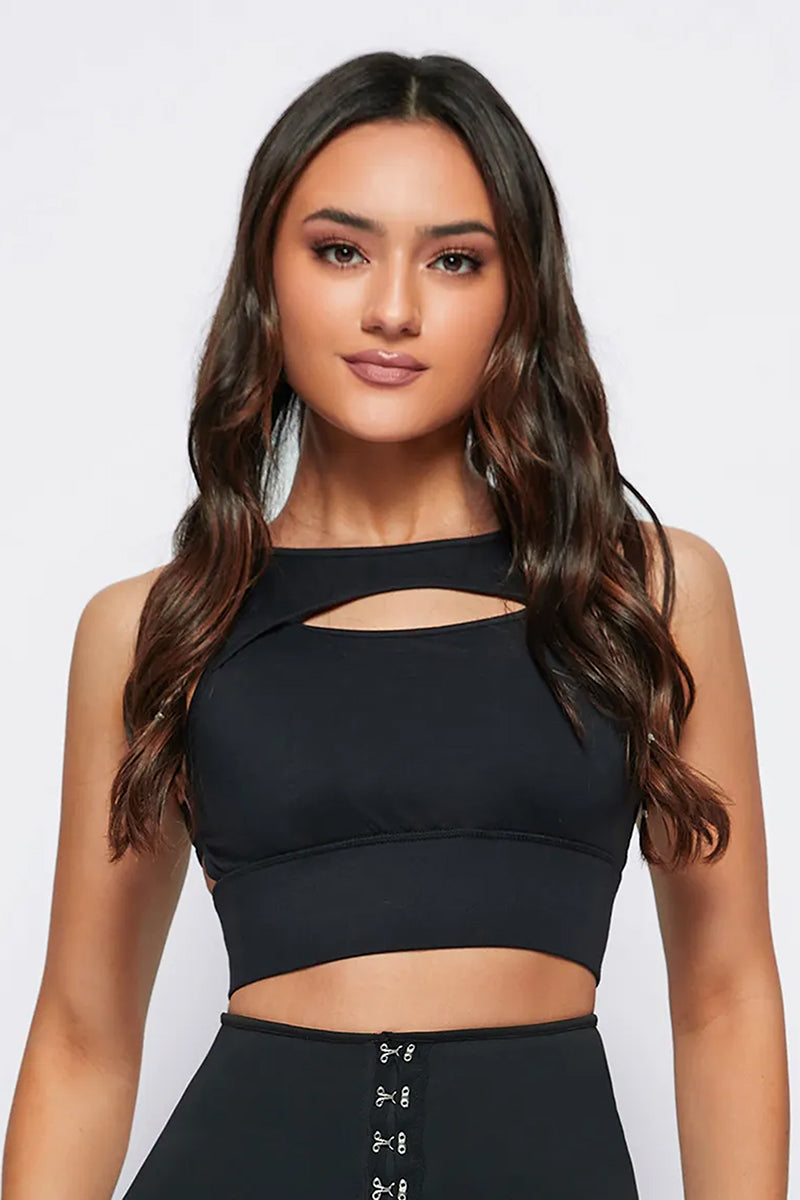 Cut Out Front Mesh Insert Sports Bra