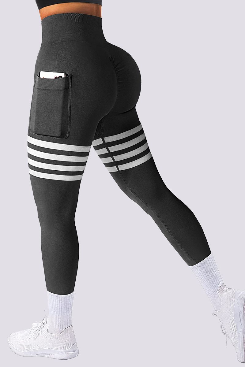 Striped Pocket Side Sports Leggings