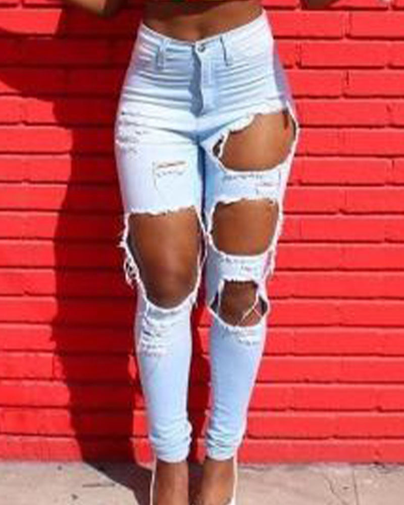 Extreme Ripped High Rise Skinny Jeans