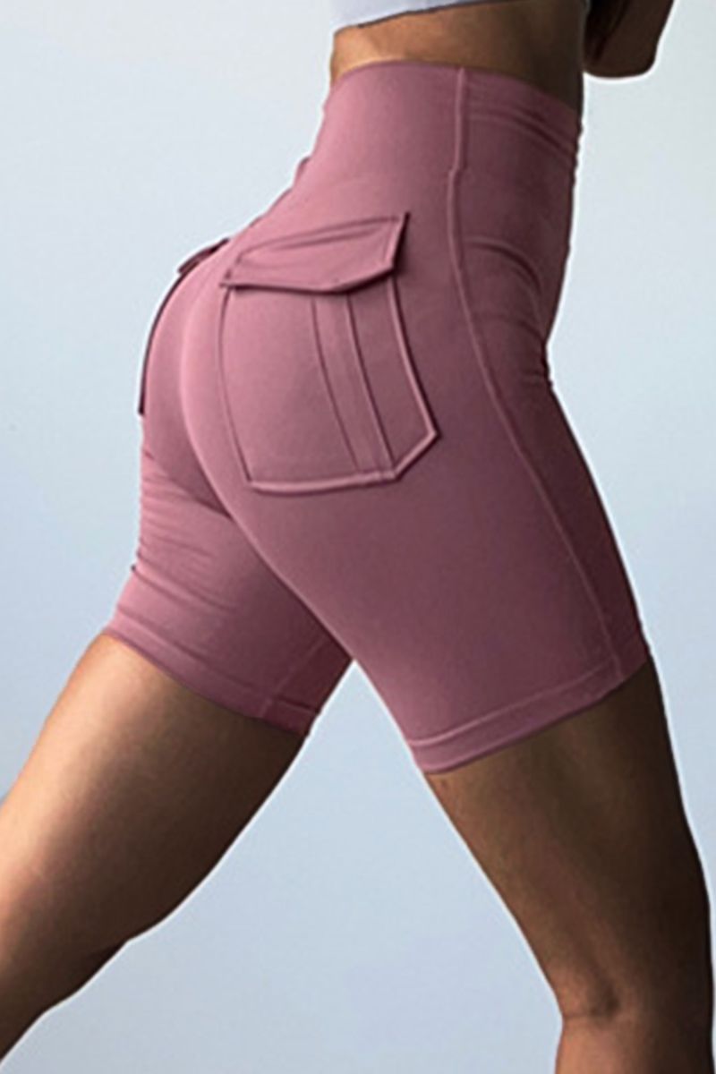 Solid Flap Pocket Sports Shorts