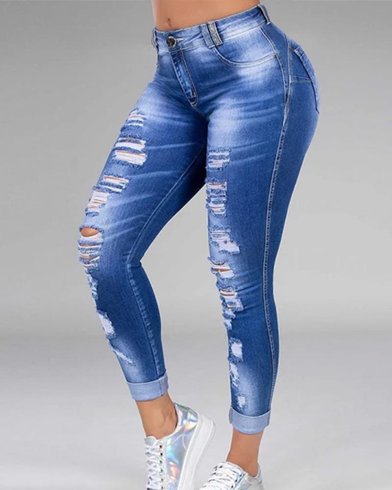 Plus Size Ripped Distressed Skinny Jeans