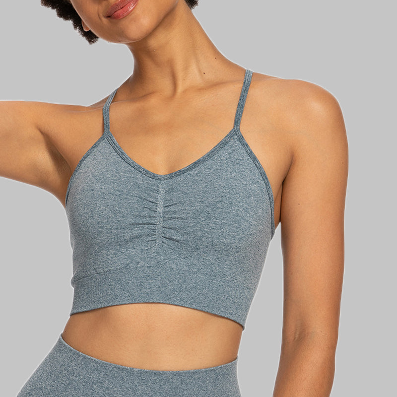 Solid Ruched Cami Sports Bra