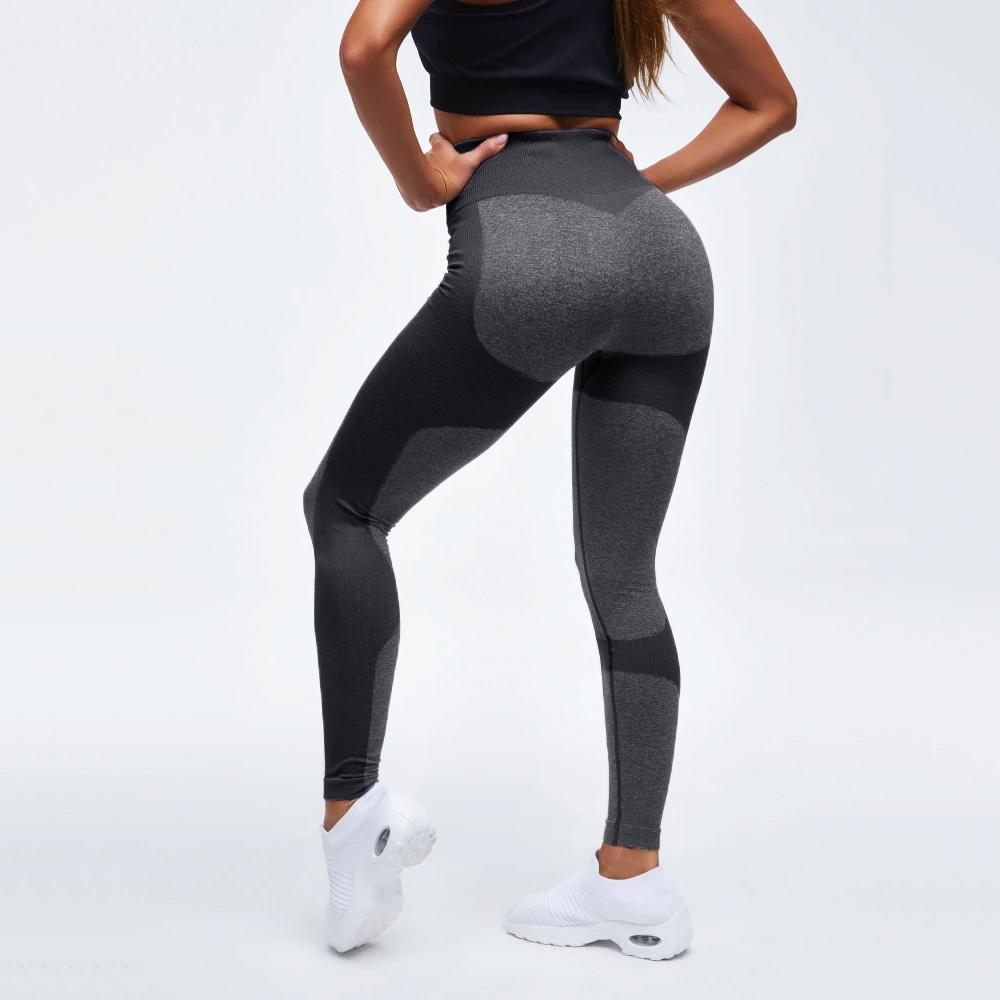 High Waist Compression Ribbed Texture Seamless Leggings
